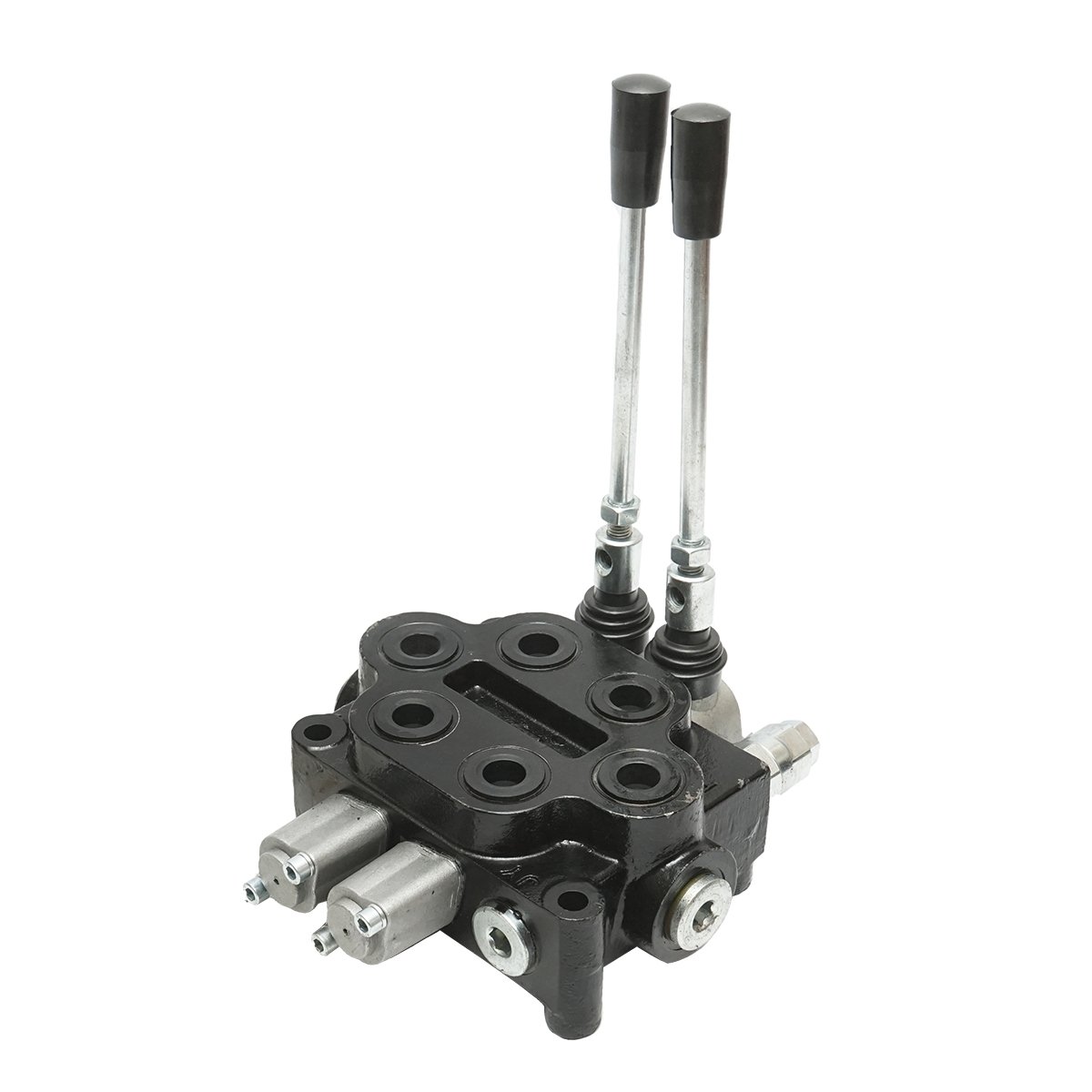 Distribuitor hidraulic cu 2 manete 150 Bar, debit 80L/min M22x1.5mm pentru Tractor Forestier si Graifer